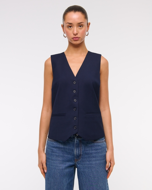 Relaxed Tailored Vest, Dark Indigo view 1
