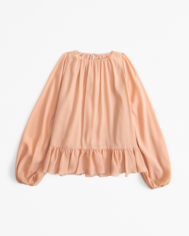 Women s Long Sleeve Chiffon High Neck Top Women s Up To 40 Off Select Styles Abercrombie