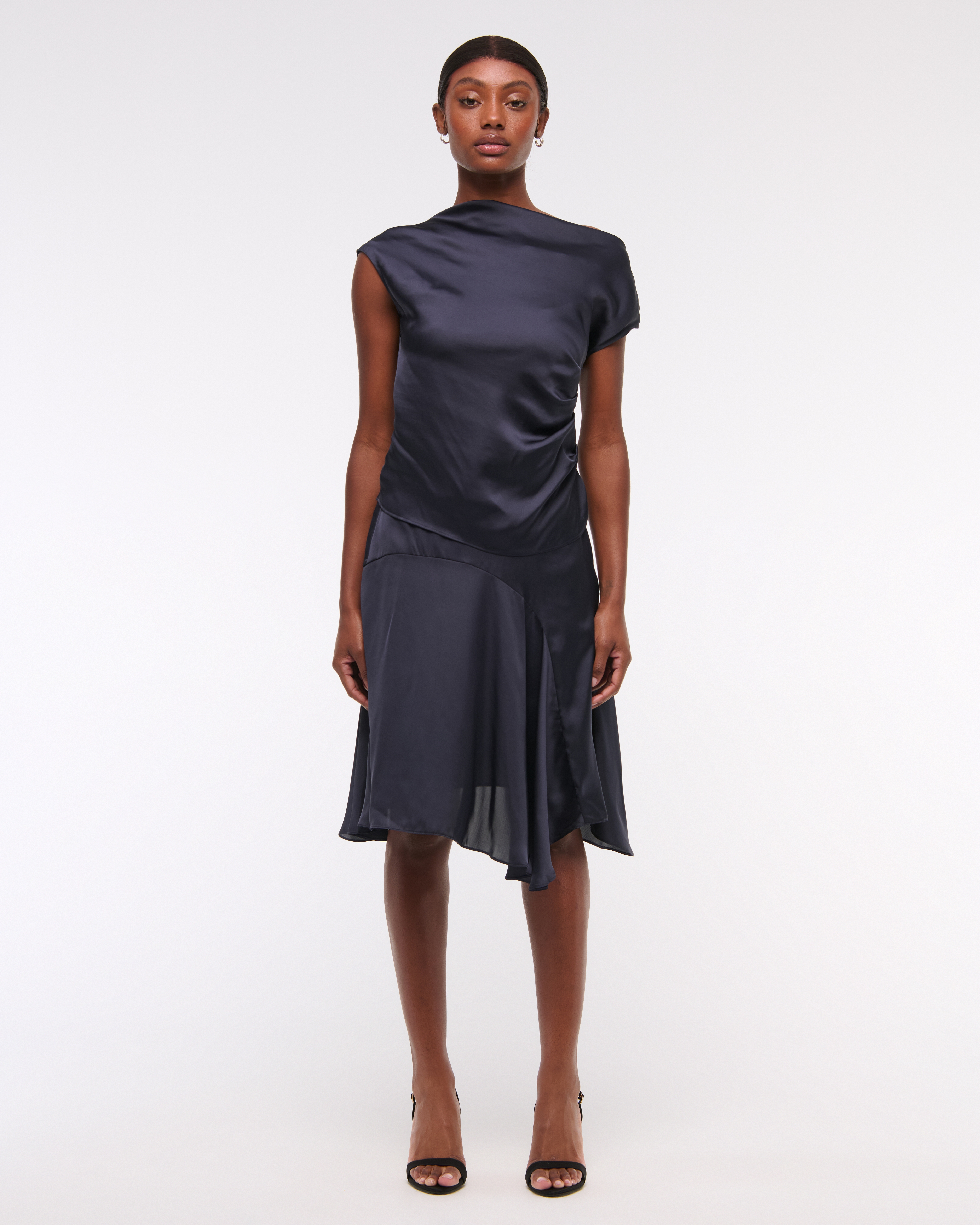 navy blue satin top
