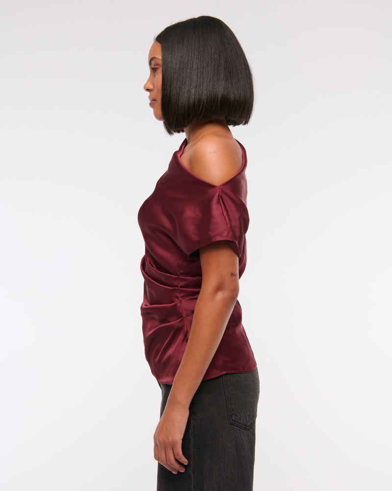 Asymmetrical Draped Satin Top