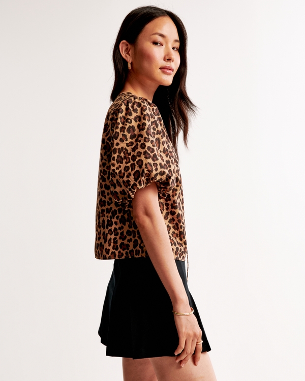 Women's Short-Sleeve Tie-Front Top | Women's Clearance