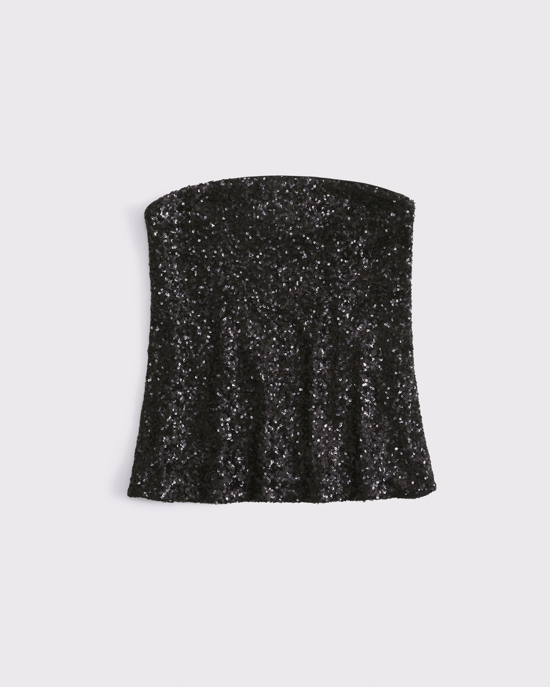 Black sparkly tube top deals