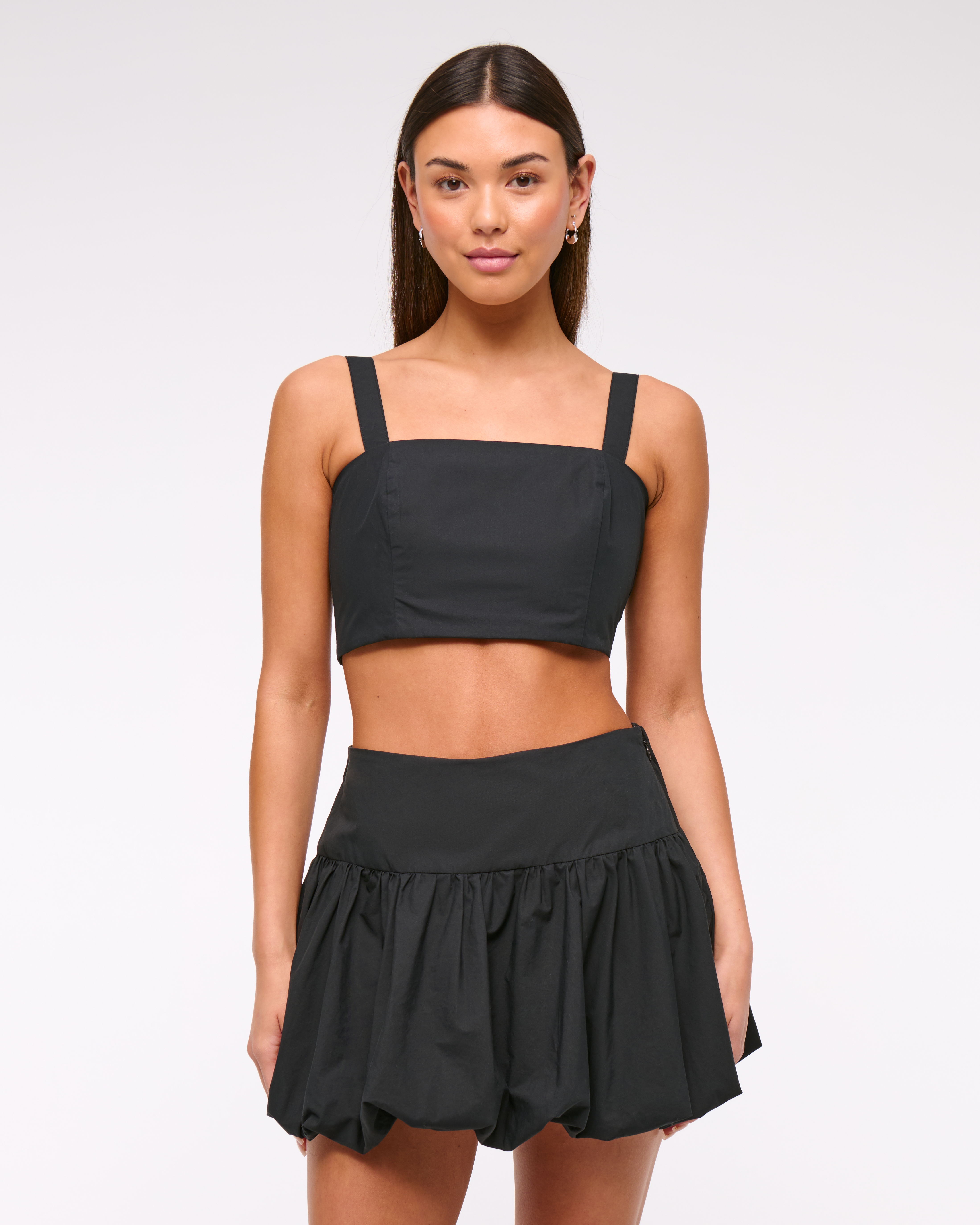 Abercrombie & Fitch Ultra Cropped Bow-back Cami Top In Black