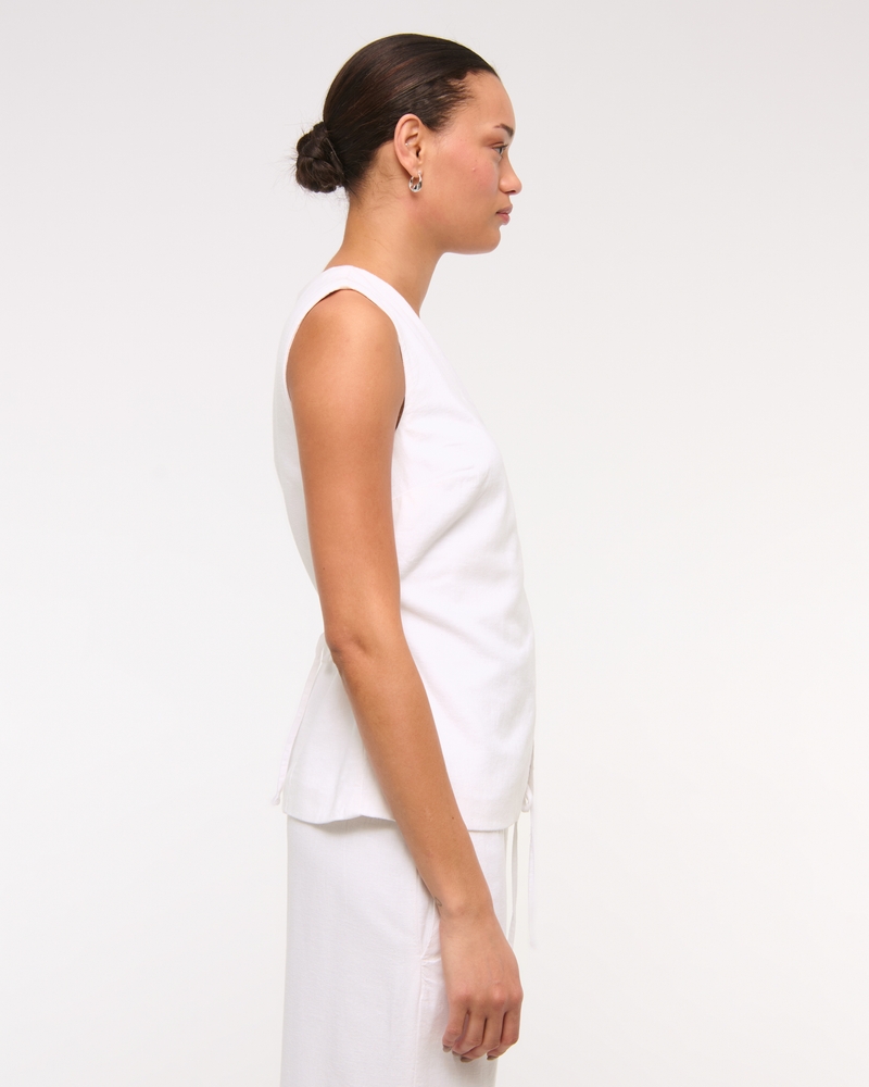 Asymmetrical Linen-Blend Vest