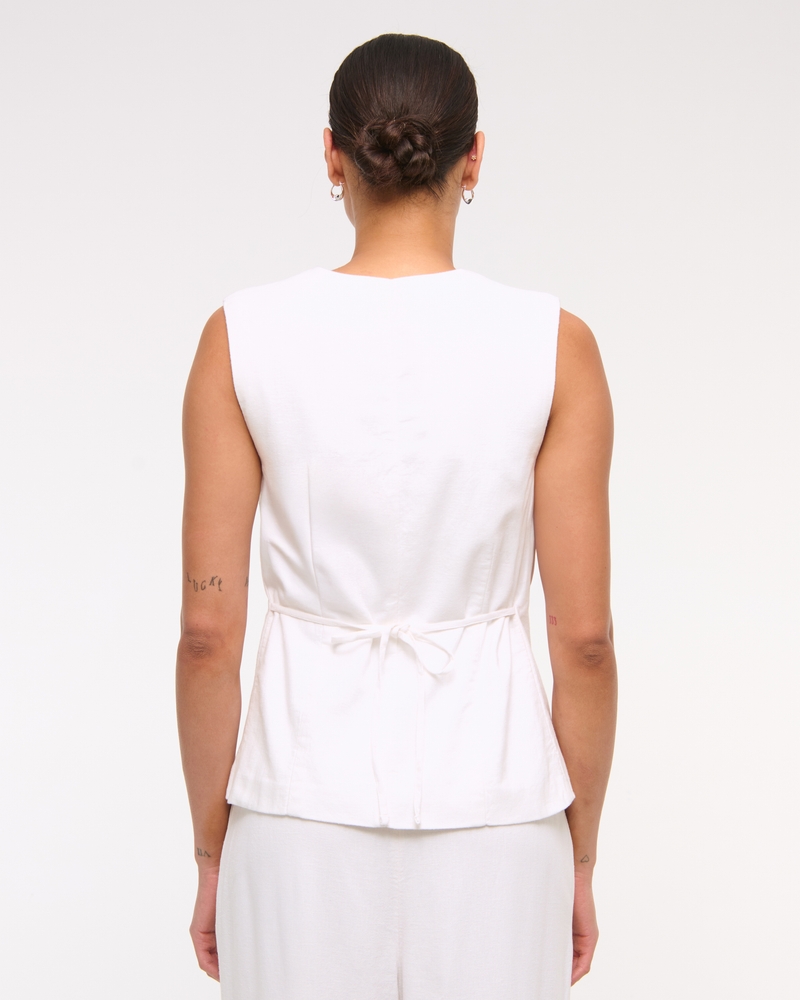 Asymmetrical Linen-Blend Vest