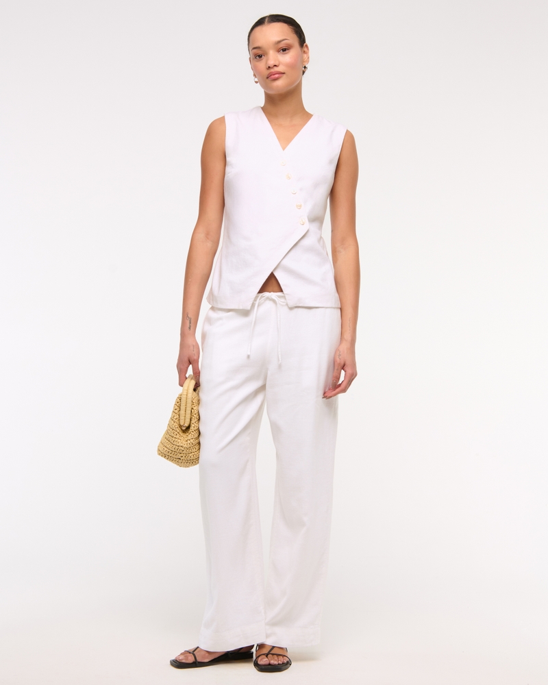 Asymmetrical Linen-Blend Vest