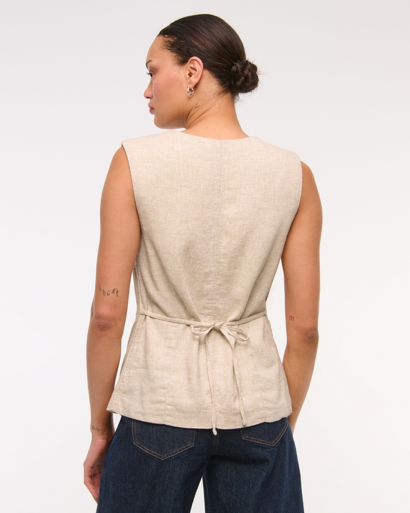 Asymmetrical Linen-Blend Vest