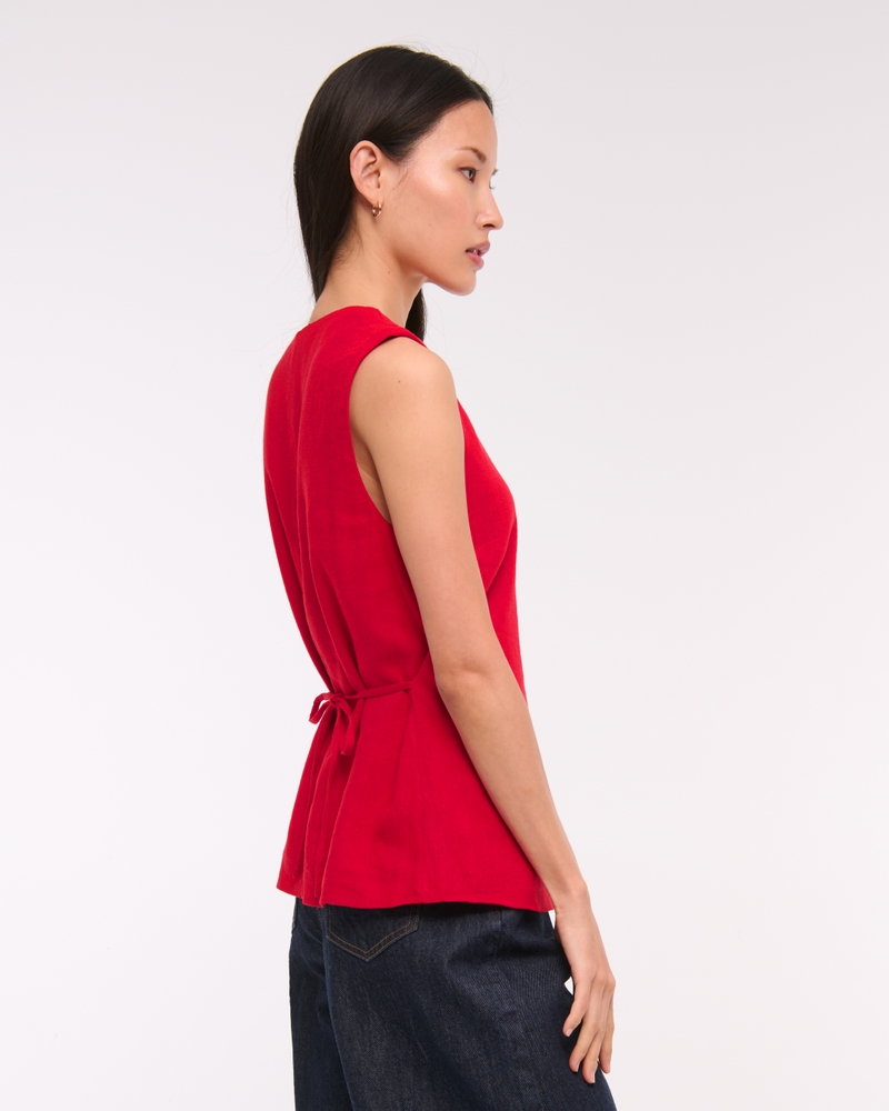 Asymmetrical Linen-Blend Vest