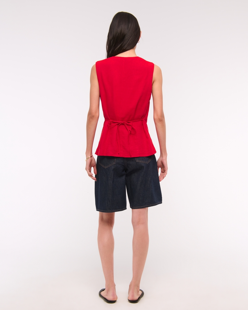 Asymmetrical Linen-Blend Vest