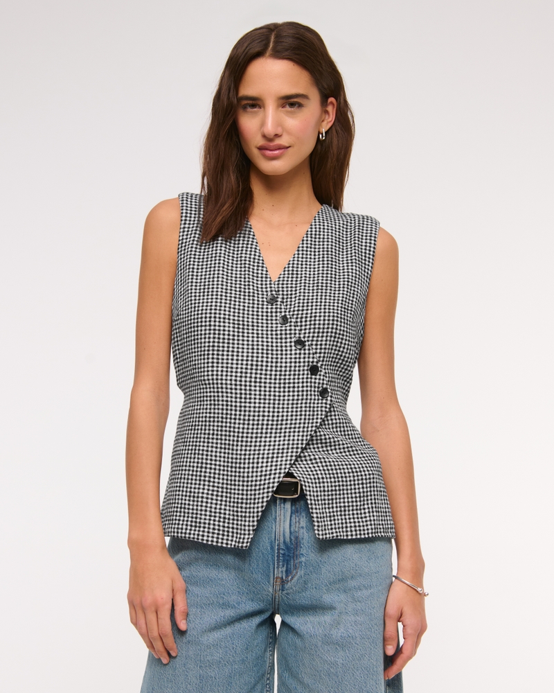 Asymmetrical Linen-Blend Vest