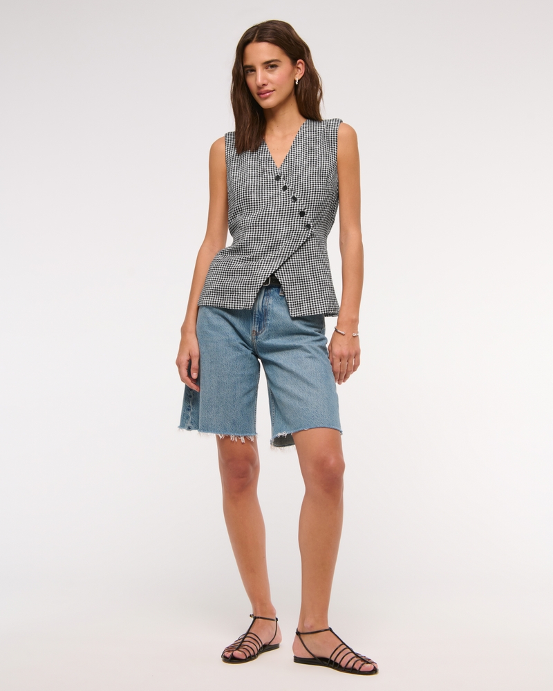 Asymmetrical Linen-Blend Vest