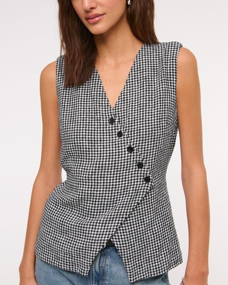 Asymmetrical Linen-Blend Vest