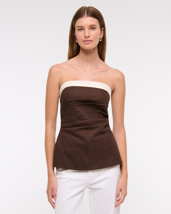 Linen-Blend Tube Top