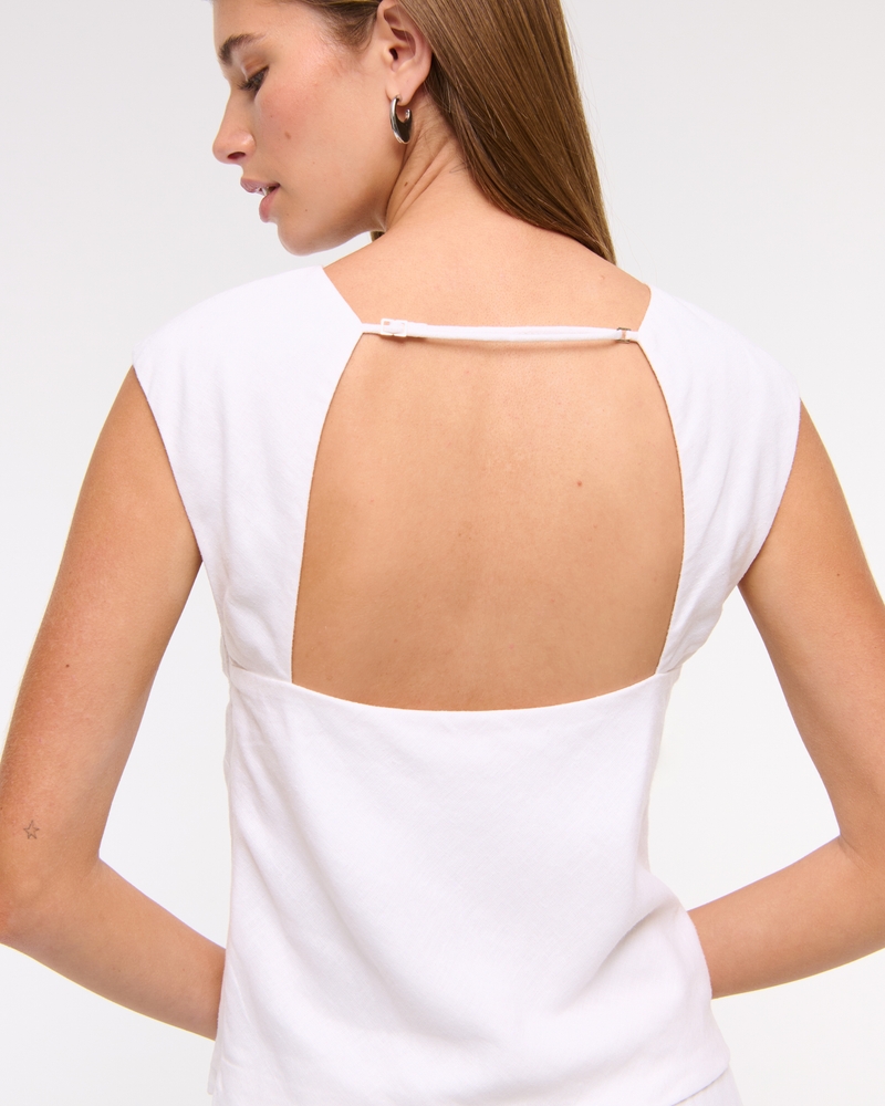 Linen-Blend Skimming Shell Top