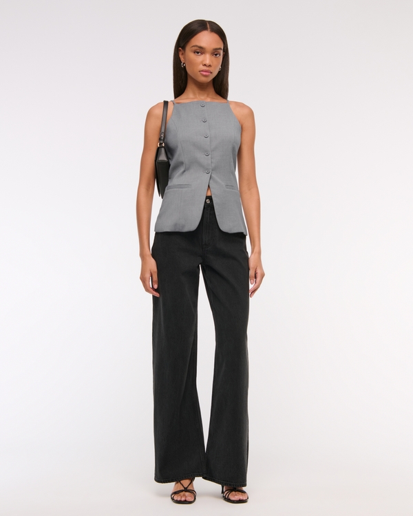 High-Neck Suiting Vest, Gray view 2