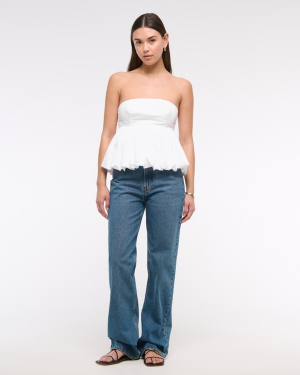 Strapless Bubble Hem Top