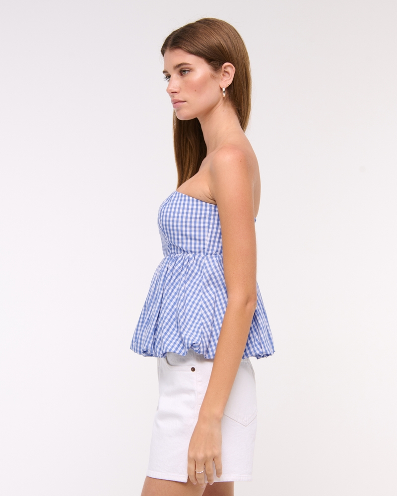 Strapless Bubble Hem Top