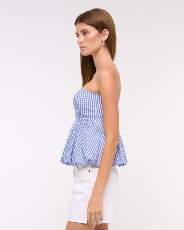 Strapless Bubble Hem Top
