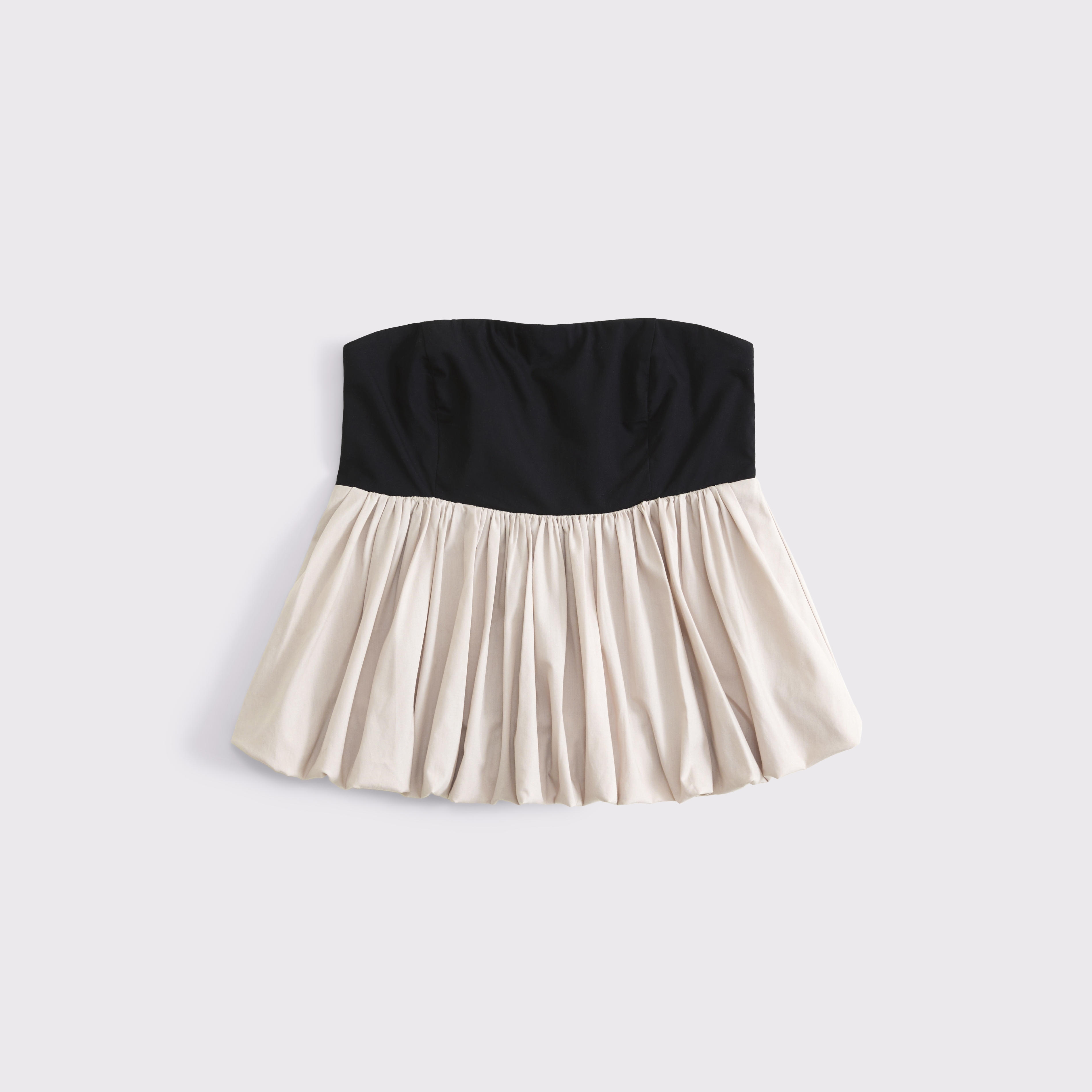 Abercrombie & Fitch Strapless Bubble Hem Top In Gray