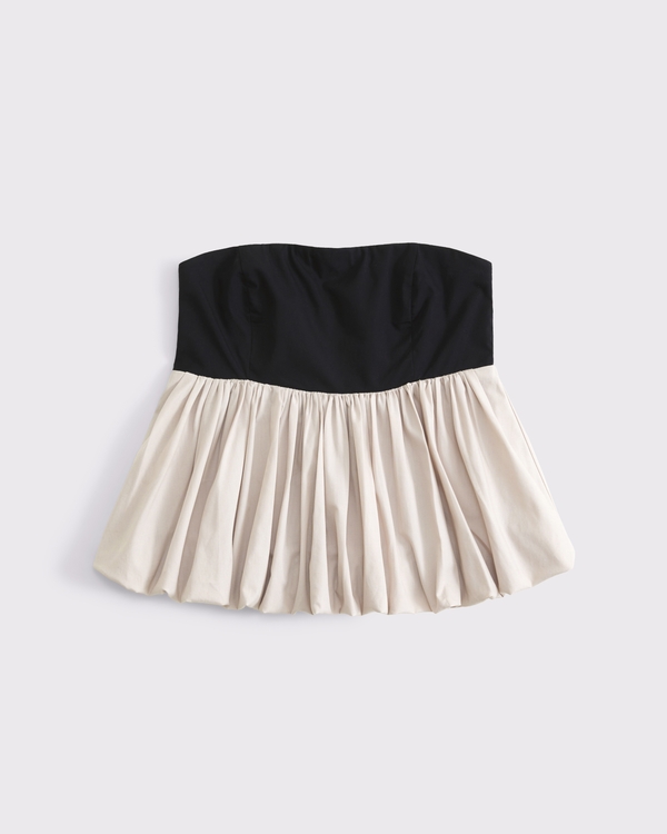 Strapless Bubble Hem Top, Ash view 1