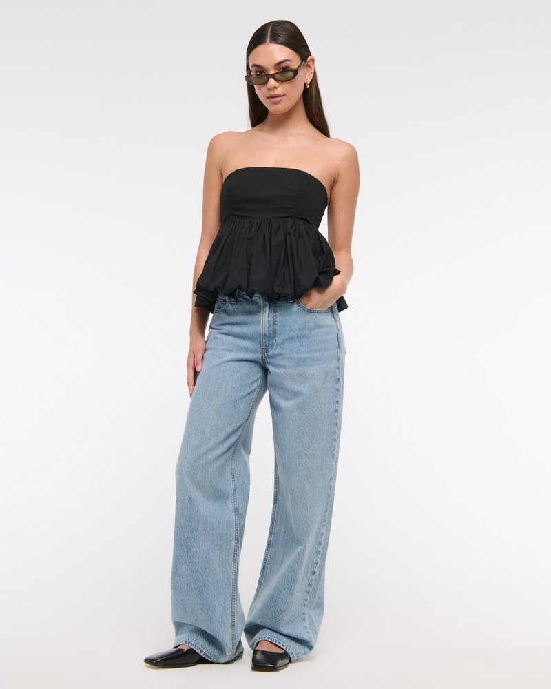 Strapless Bubble Hem Top