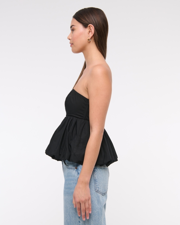 Strapless Bubble Hem Top