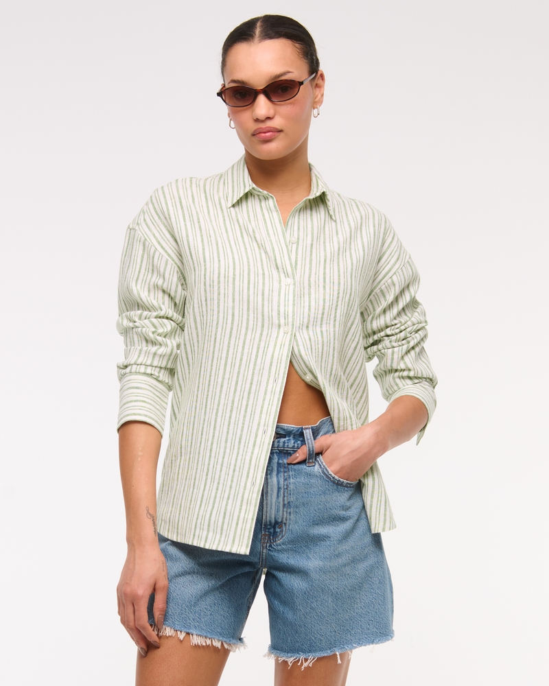 Oversized Linen-Blend Shirt