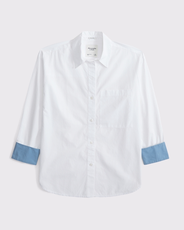 Oversized Poplin Shirt, White view 1