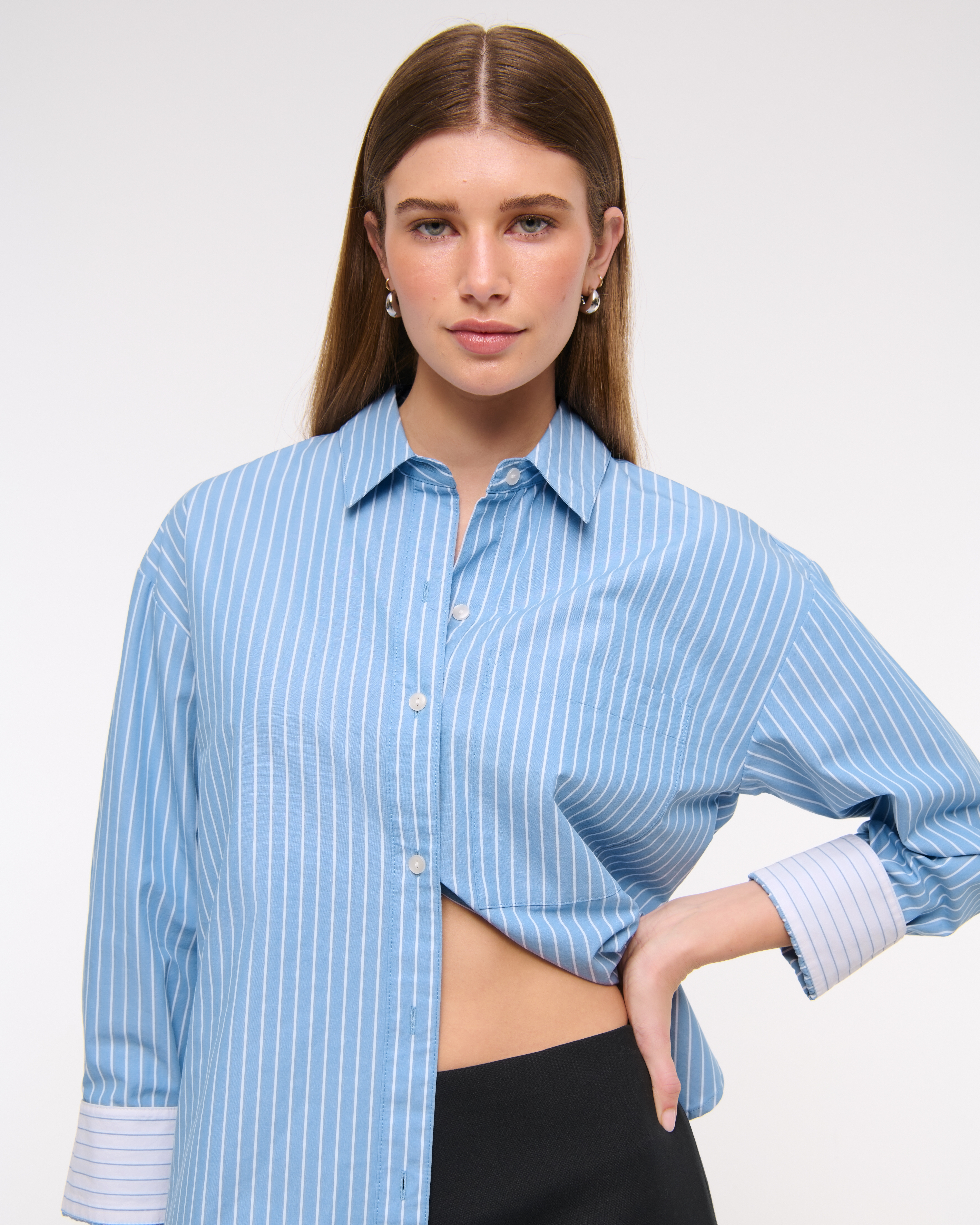 Abercrombie & Fitch Oversized Poplin Shirt In Multi