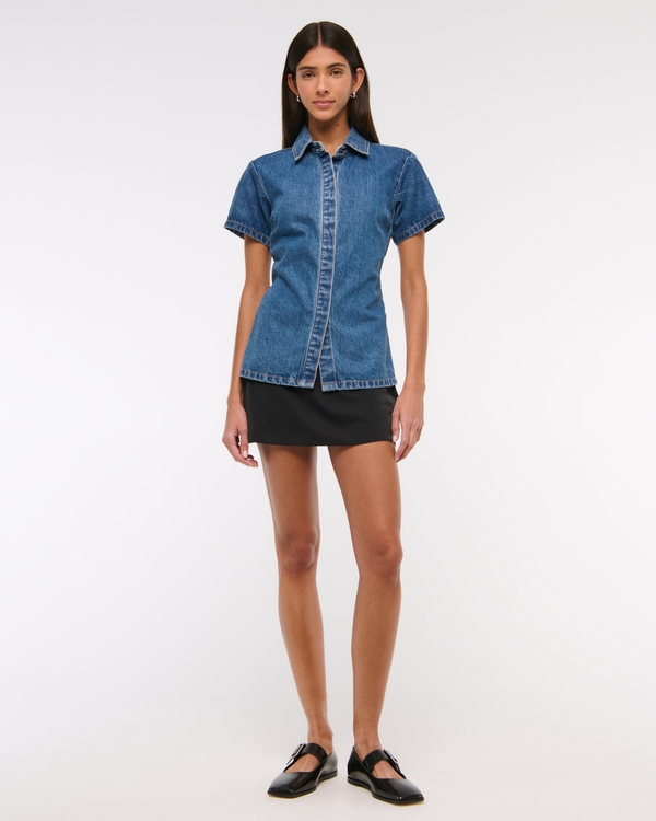 トップス vintageAbercrombie&Fitch short-sleevetop Women's Short-Sleeve Denim Shirt | Women's Clearance | Abercrombie.com