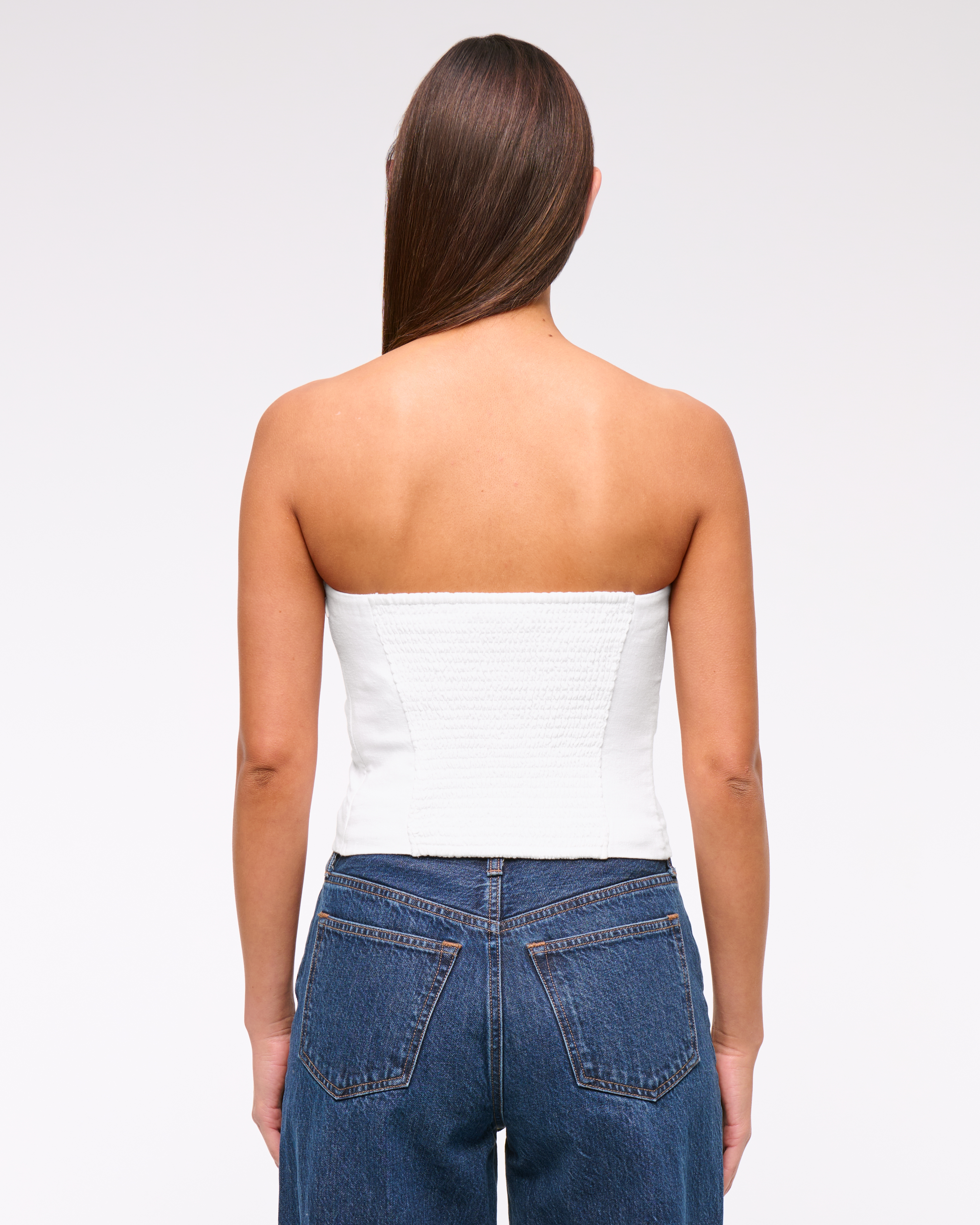 Abercrombie & Fitch Strapless Cropped Vest Top In White