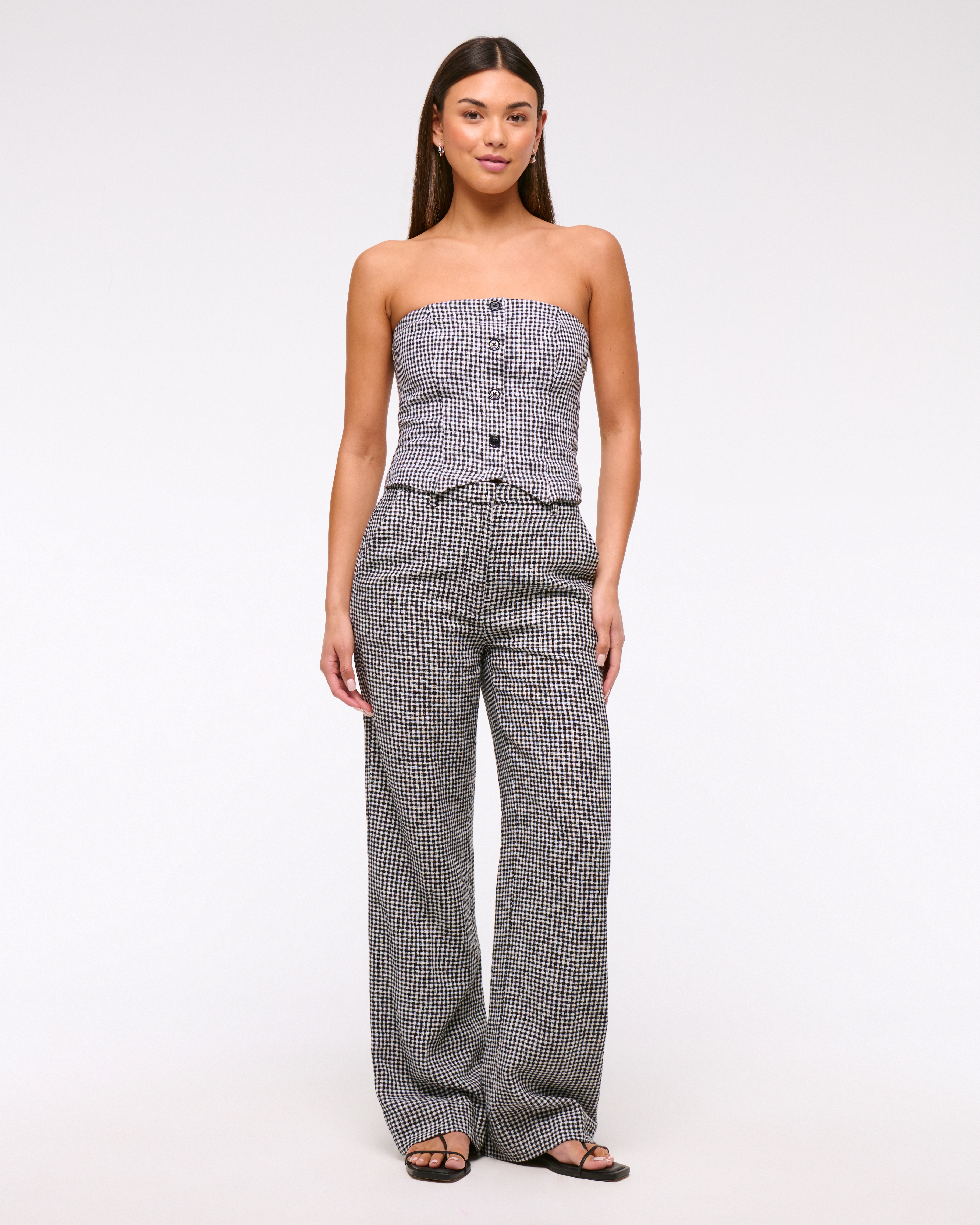 Abercrombie & Fitch Strapless Cropped Vest Top In Black