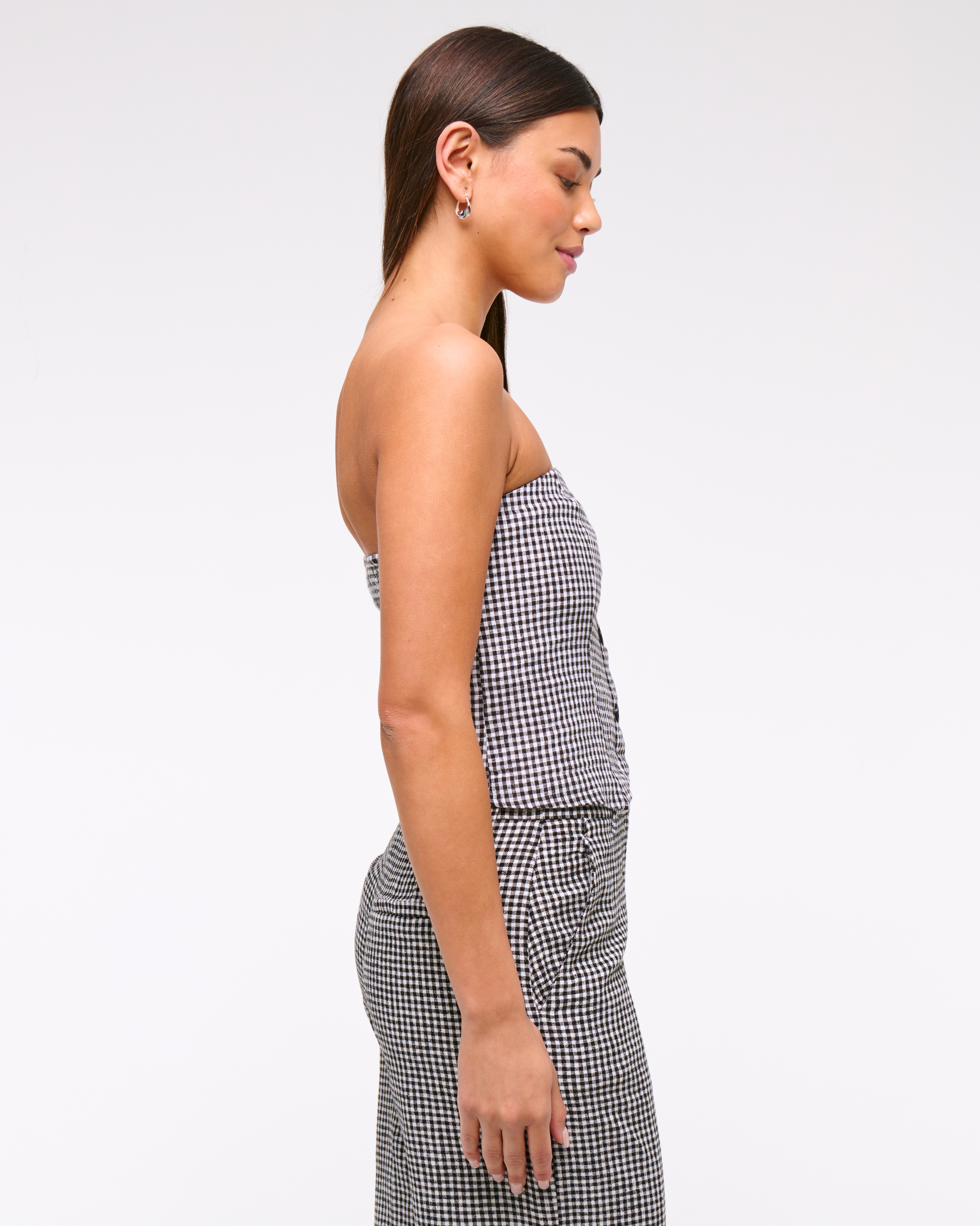 Abercrombie & Fitch Strapless Cropped Vest Top In Black