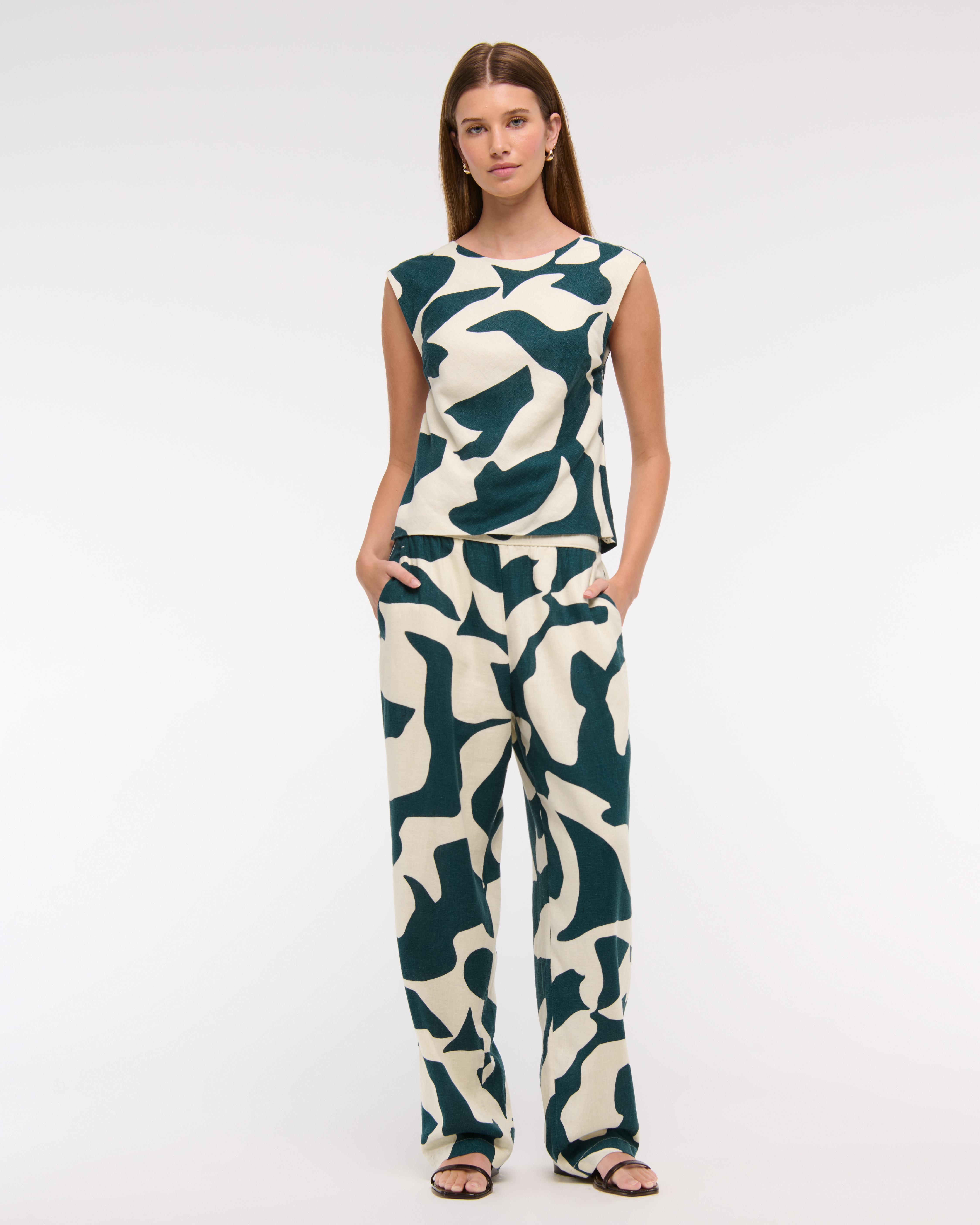 Women's Linen-Blend Skimming Shell Top | Women's Tops