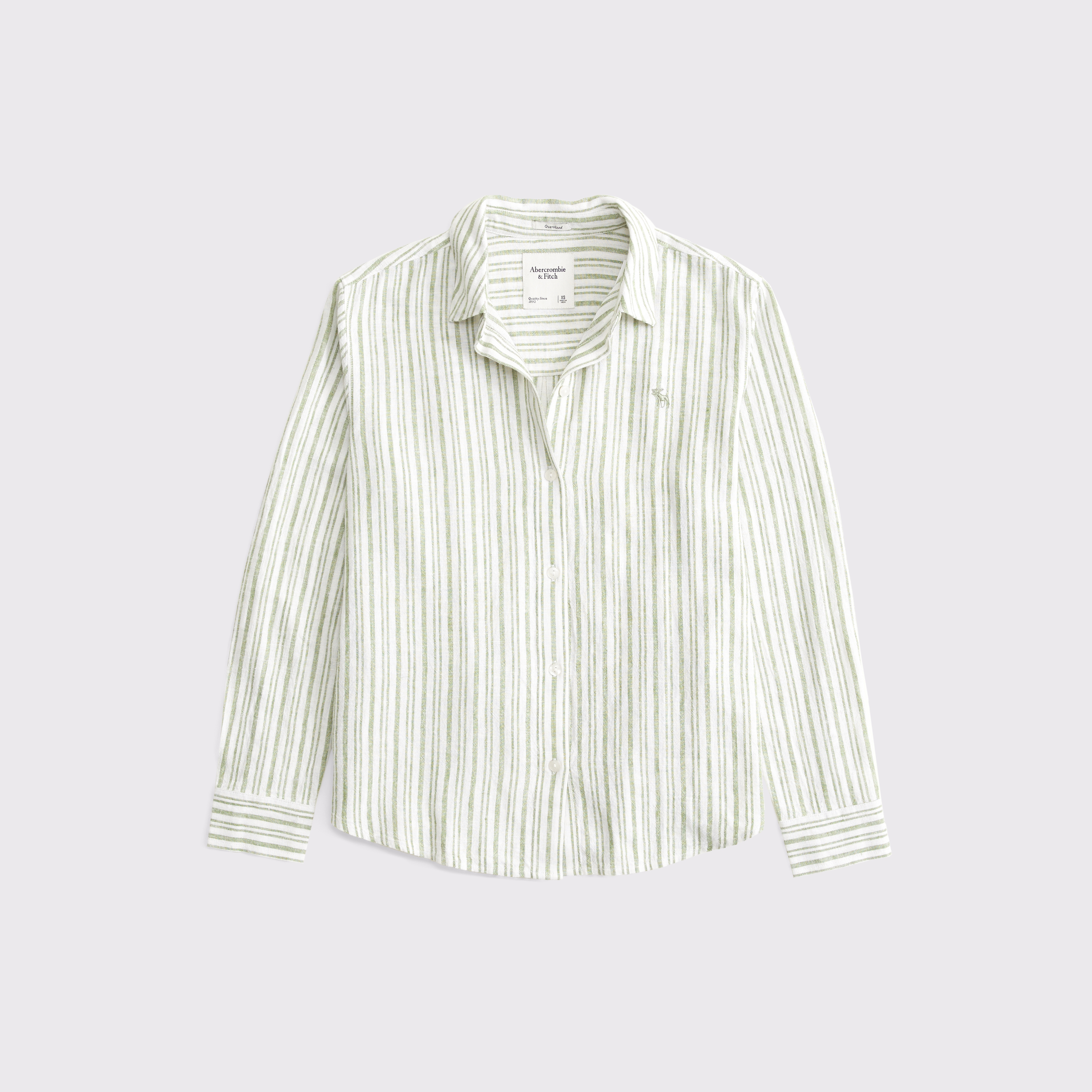 【Abercrombie & Fitch】リネン アイコン ボタンアップシャツ メンズ デニム アイコンボタンアップ リネンシャツ | メンズ