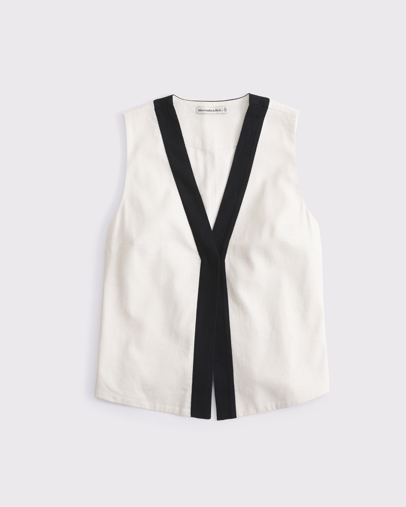売れ筋商品|||アベックレフィレ カットソー トップス レディース Women's Linen-Blend Cropped Vest Black Women's Linen-Blend Vest | Women's Clearance | Abercrombie.com