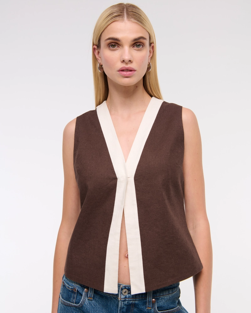Linen-Blend Vest