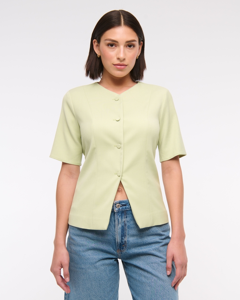 Short-Sleeve Tailored Vest Top