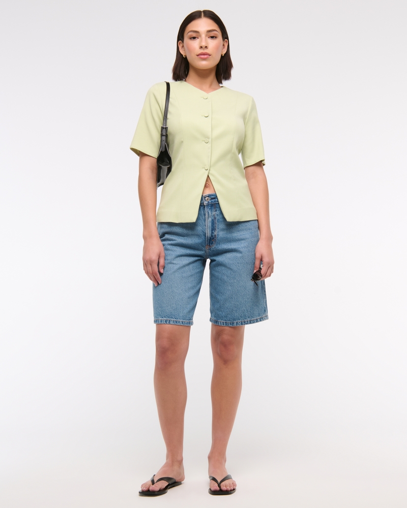 Short-Sleeve Tailored Vest Top