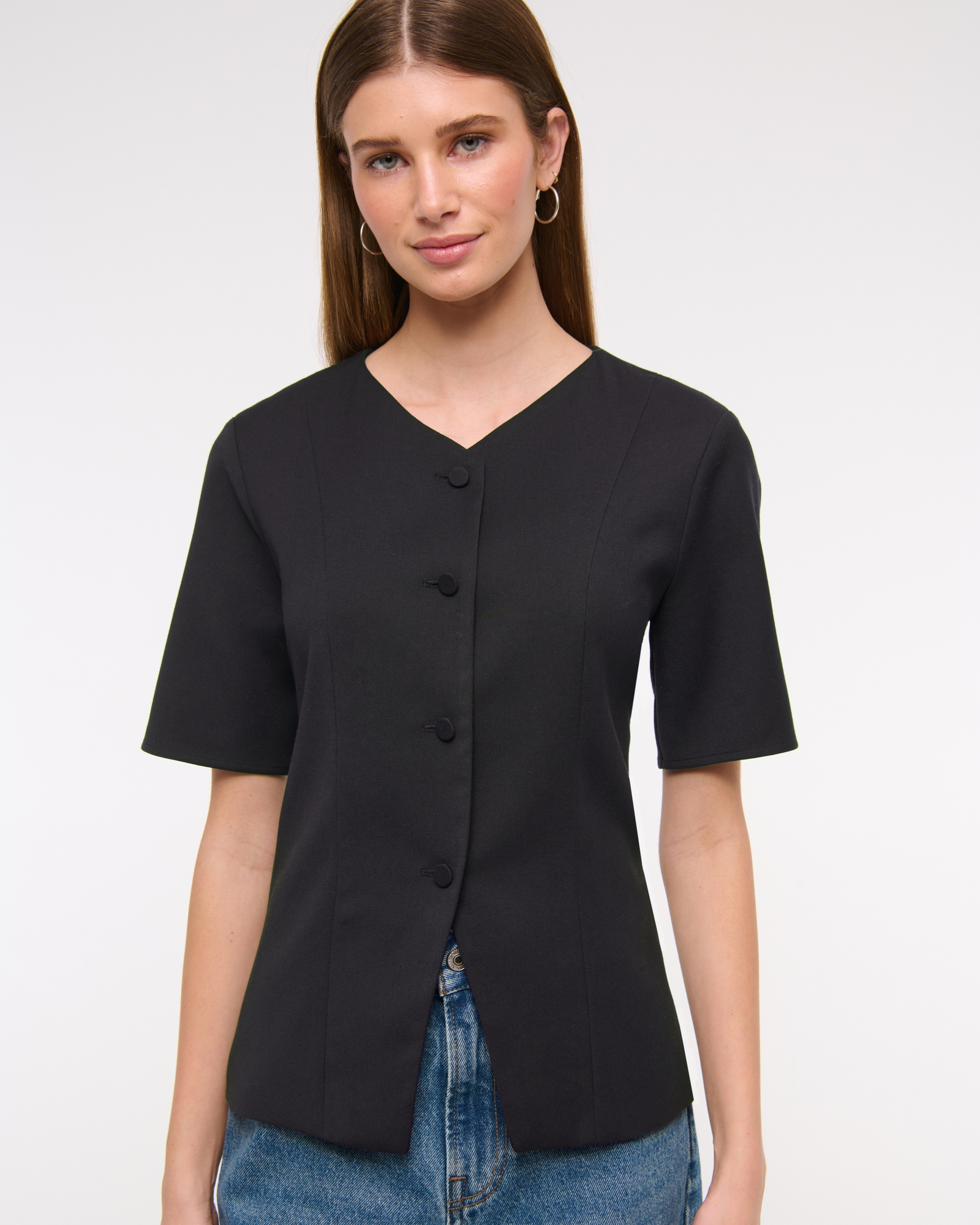 Short-Sleeve Tailored Vest Top