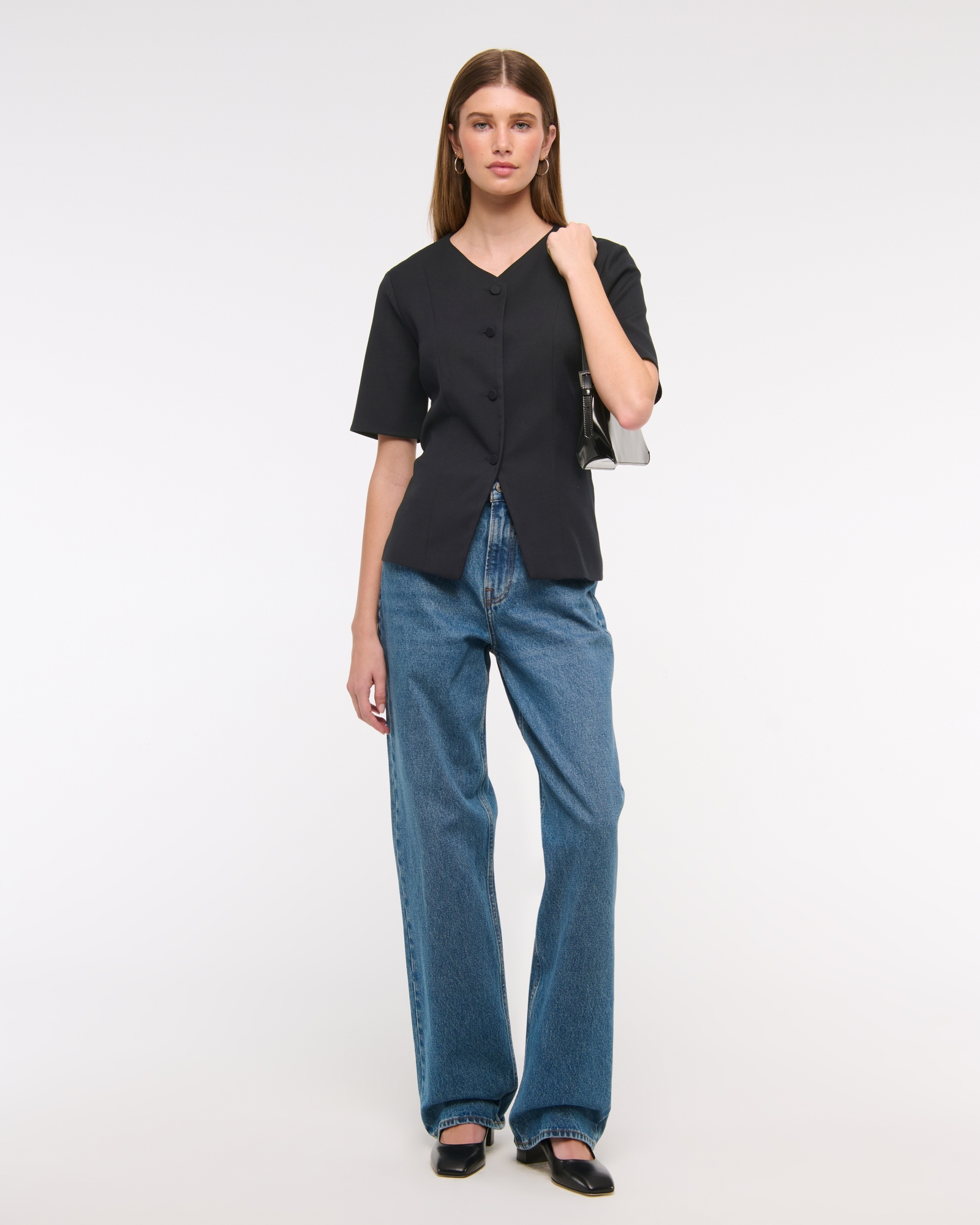 Short-Sleeve Tailored Vest Top