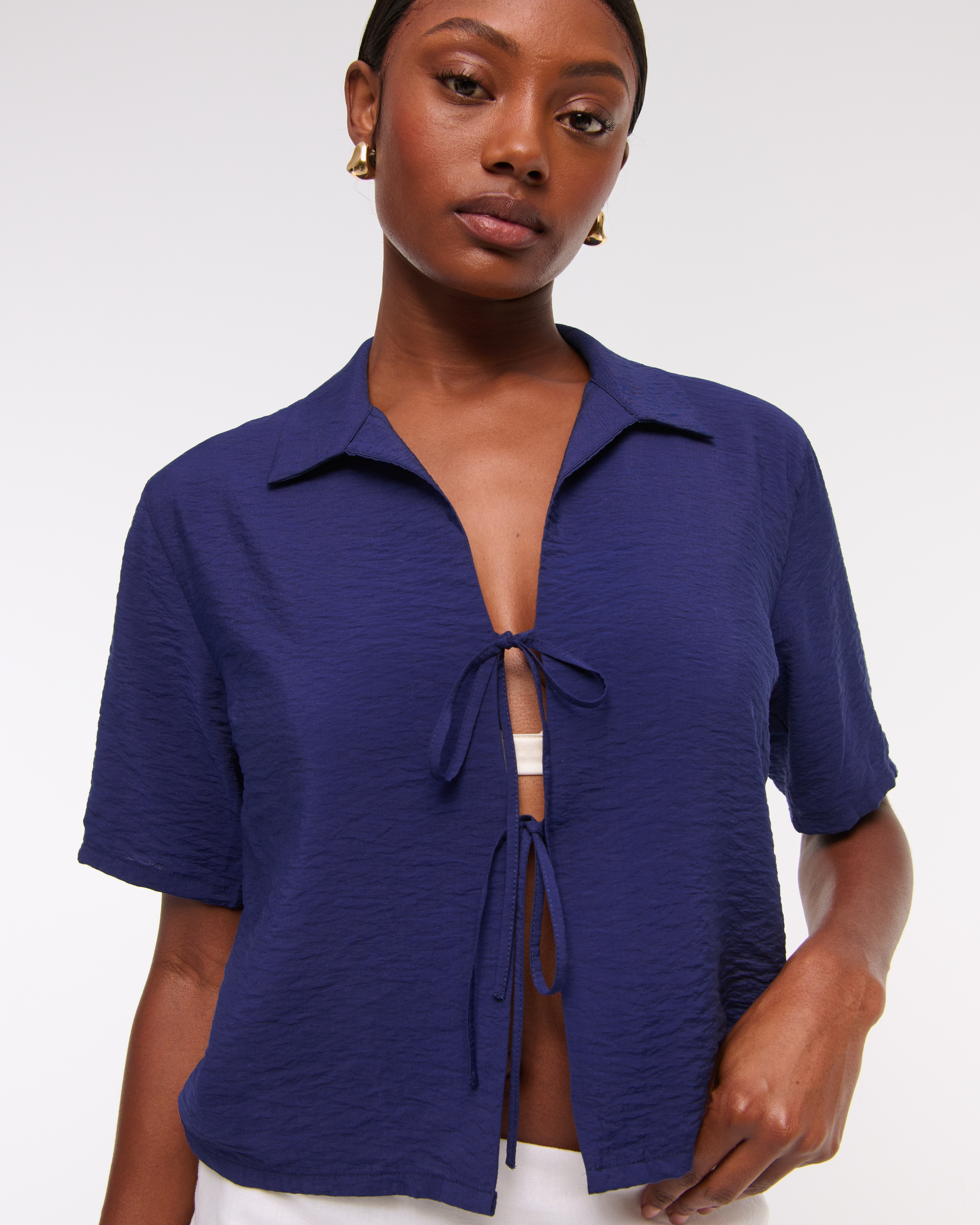 Женские топы Abercrombie & Fitch Tie-Front Top — фото 3