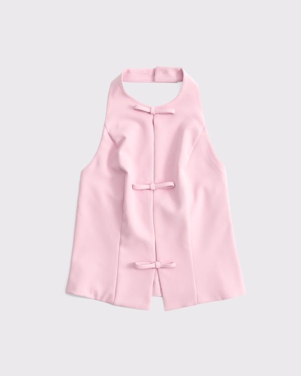 Bow Tie-Front Halter Top, Pink view 1
