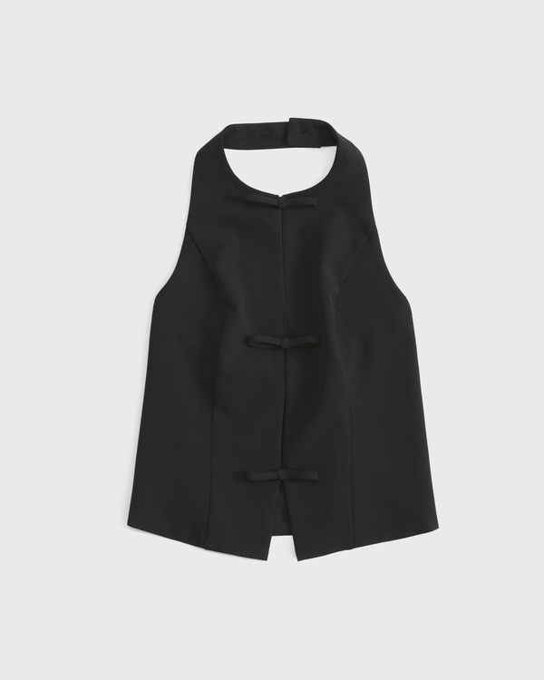 Bow Tie-Front Halter Top, Black view 1