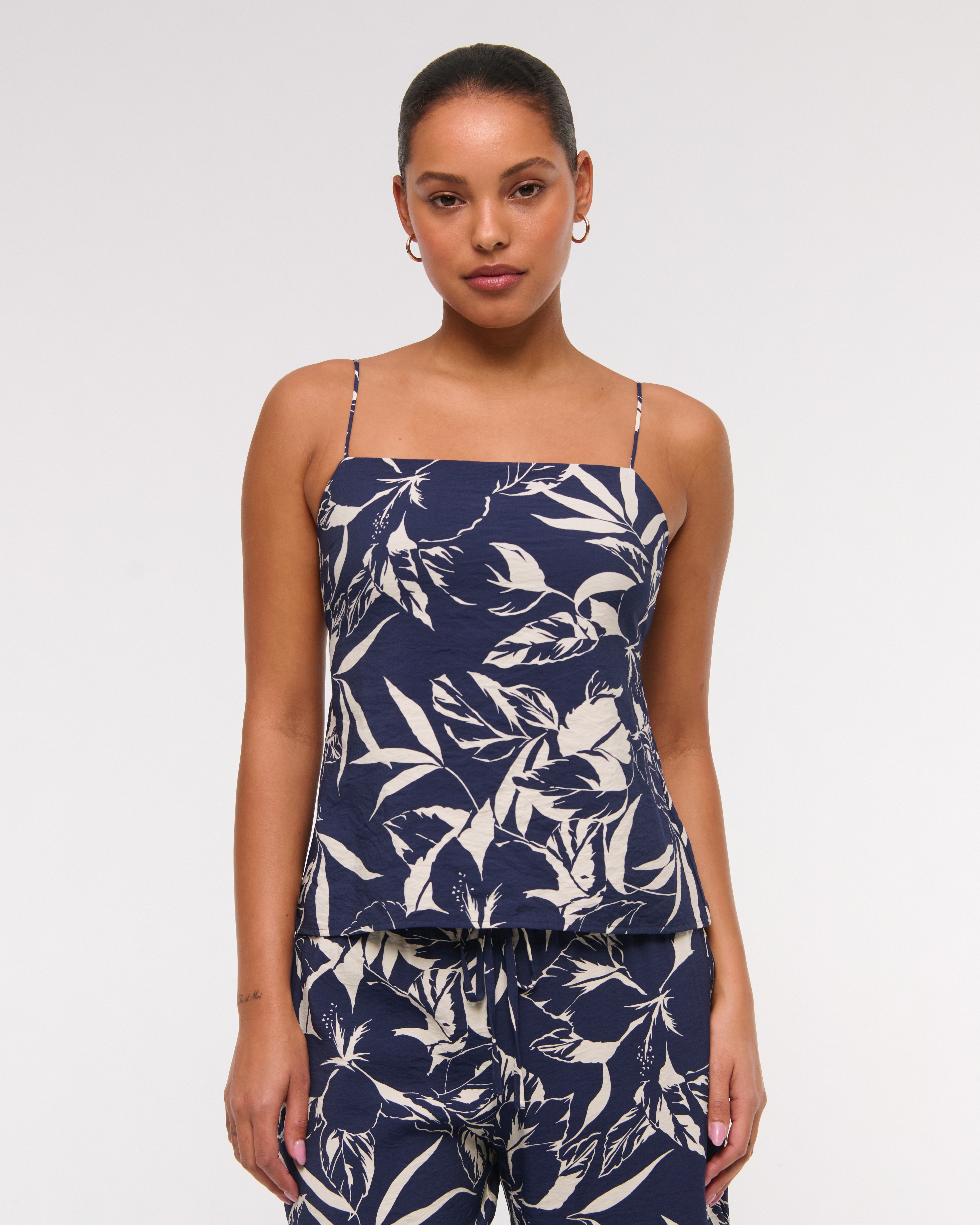 Abercrombie & Fitch Satin Scarf Cami In Blue