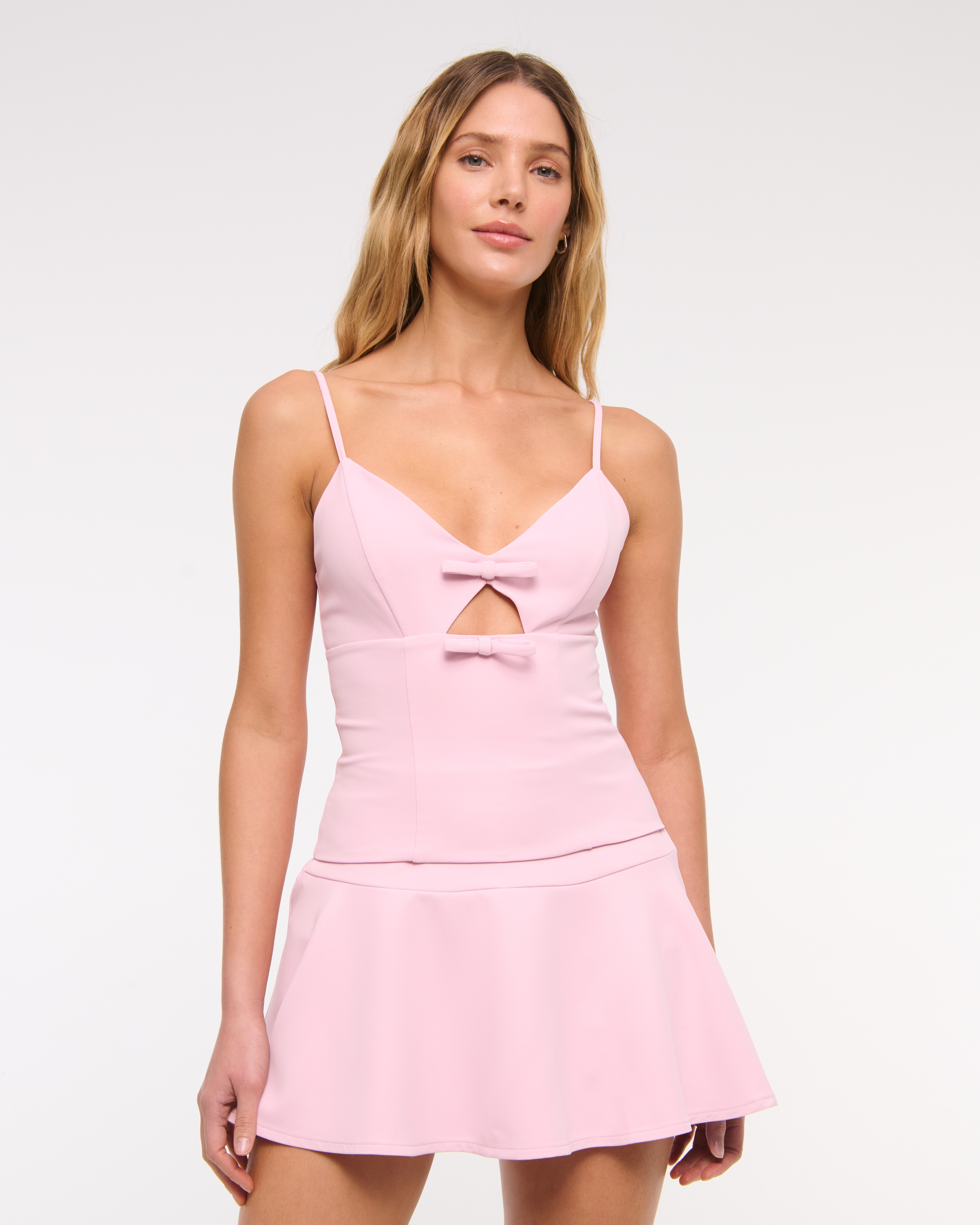 Abercrombie & Fitch Cutout Bow Top In Pink