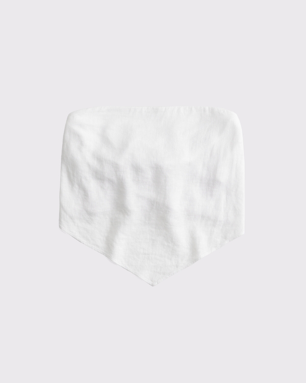 Linen-Blend Strapless Scarf Top