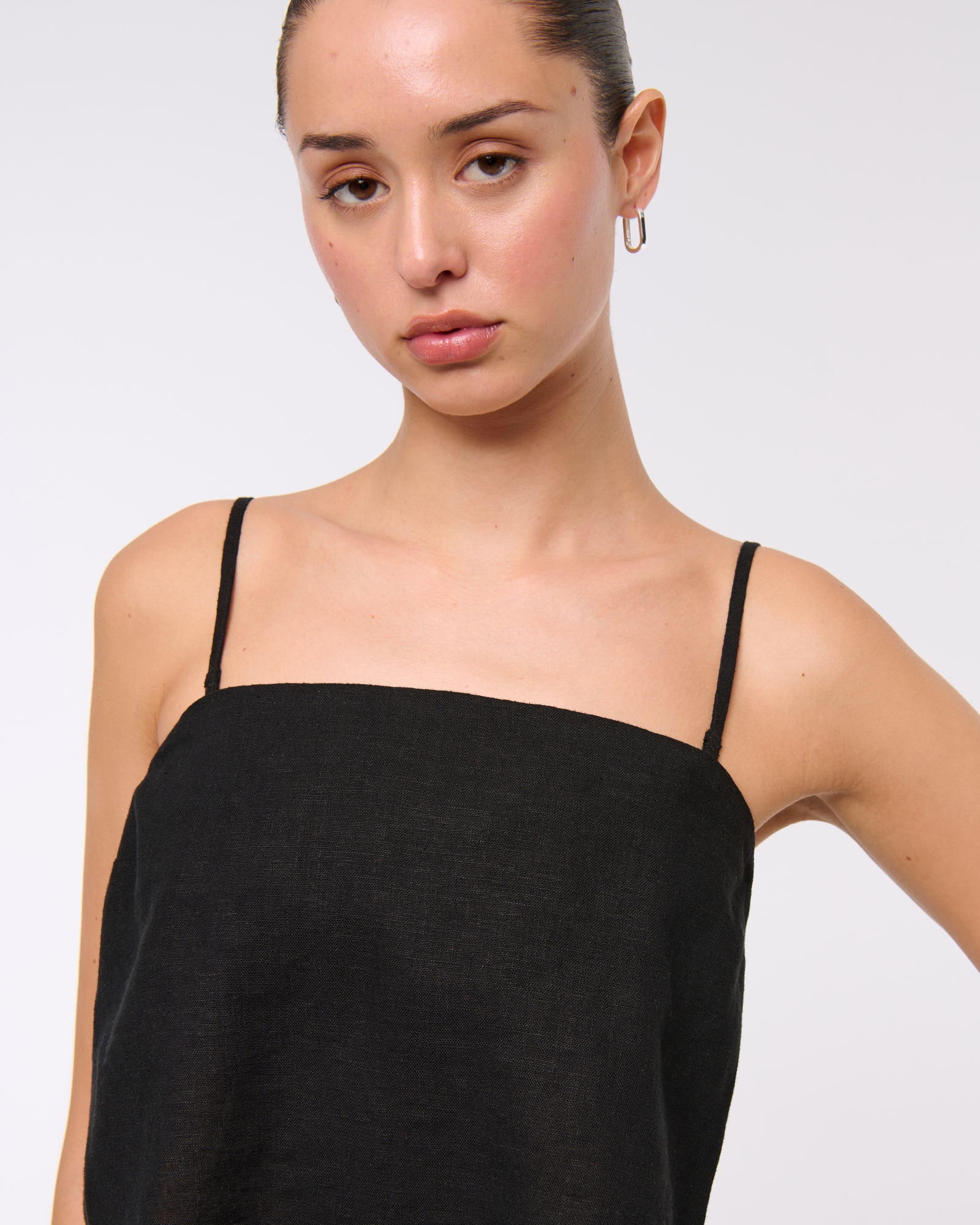 Linen-Blend Strapless Scarf Top