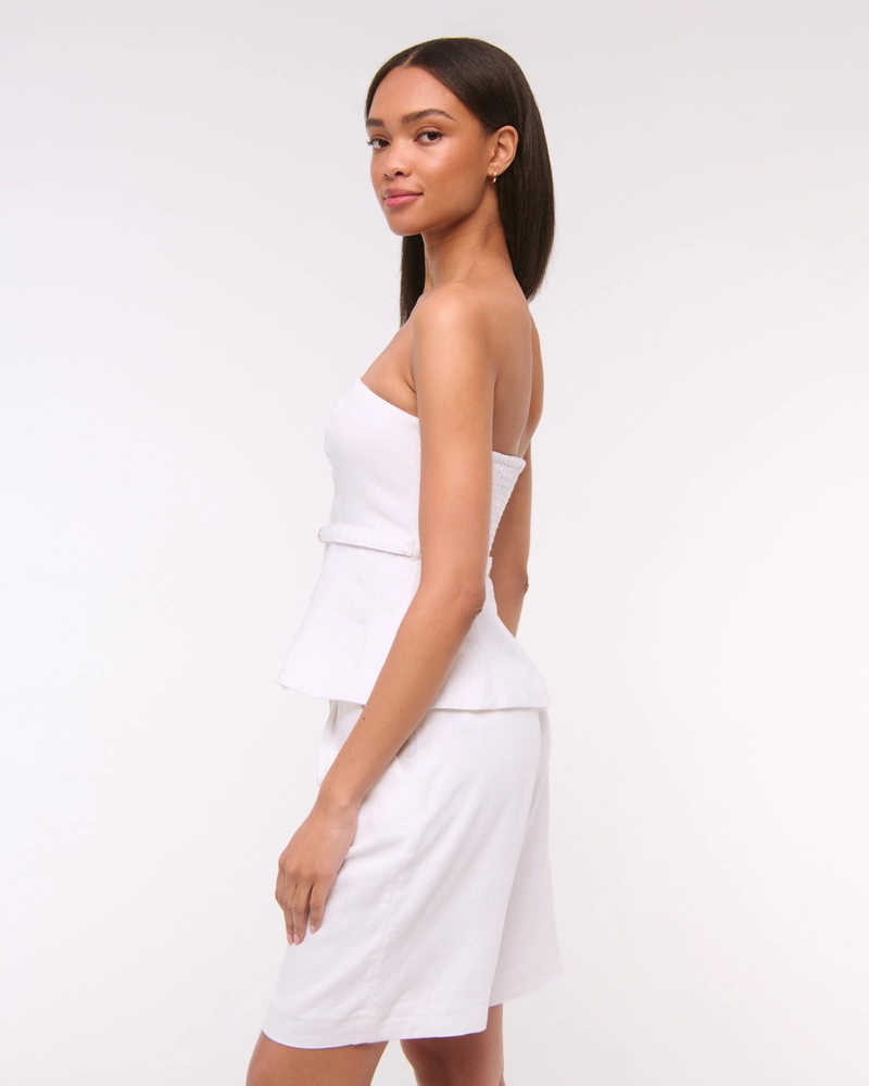 Premium Linen Strapless Tailored Top