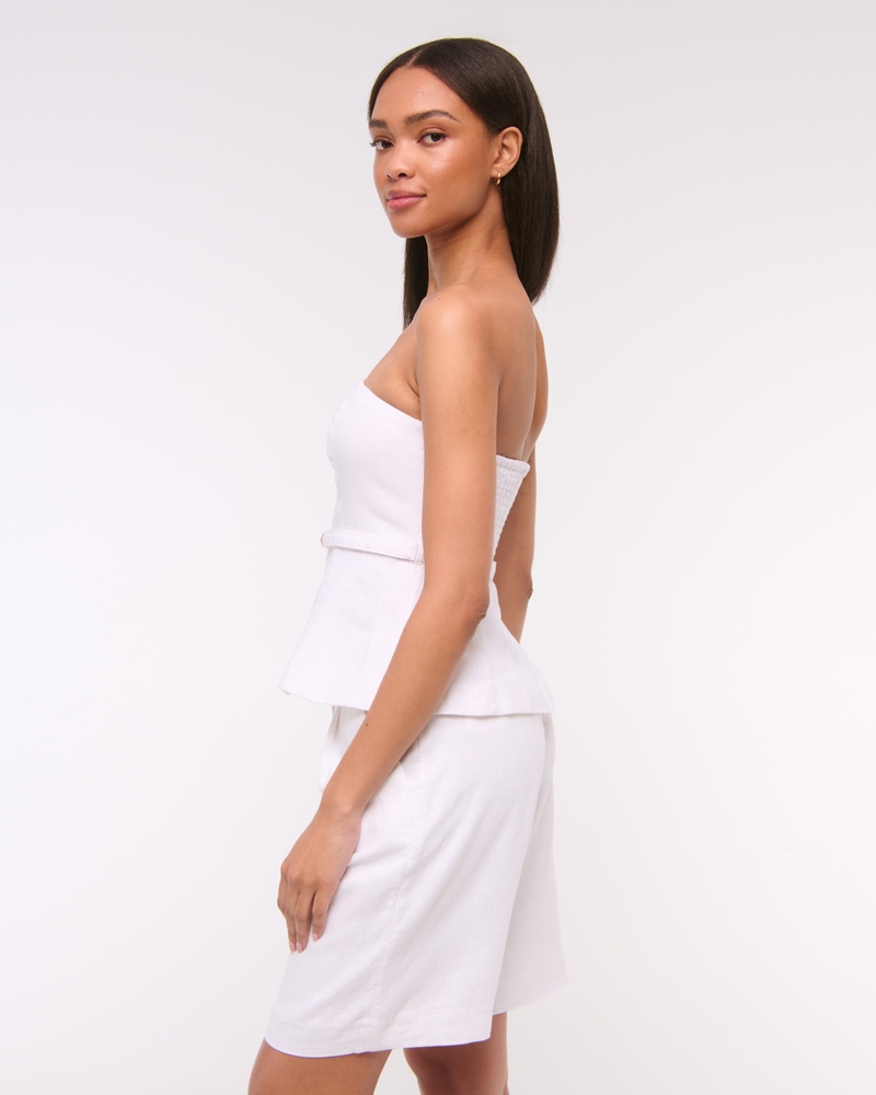 Premium Linen Strapless Tailored Top